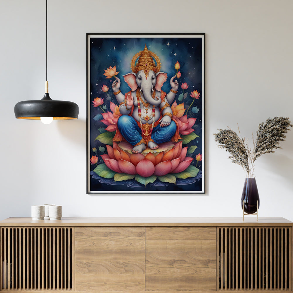 Divine Ganesha on Lotus