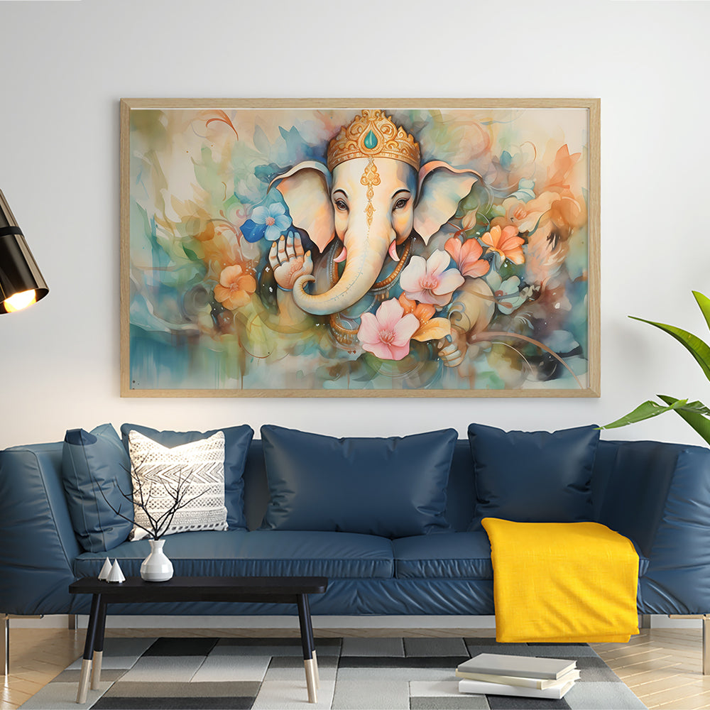 Pastel Floral Ganesha - Abstract Art