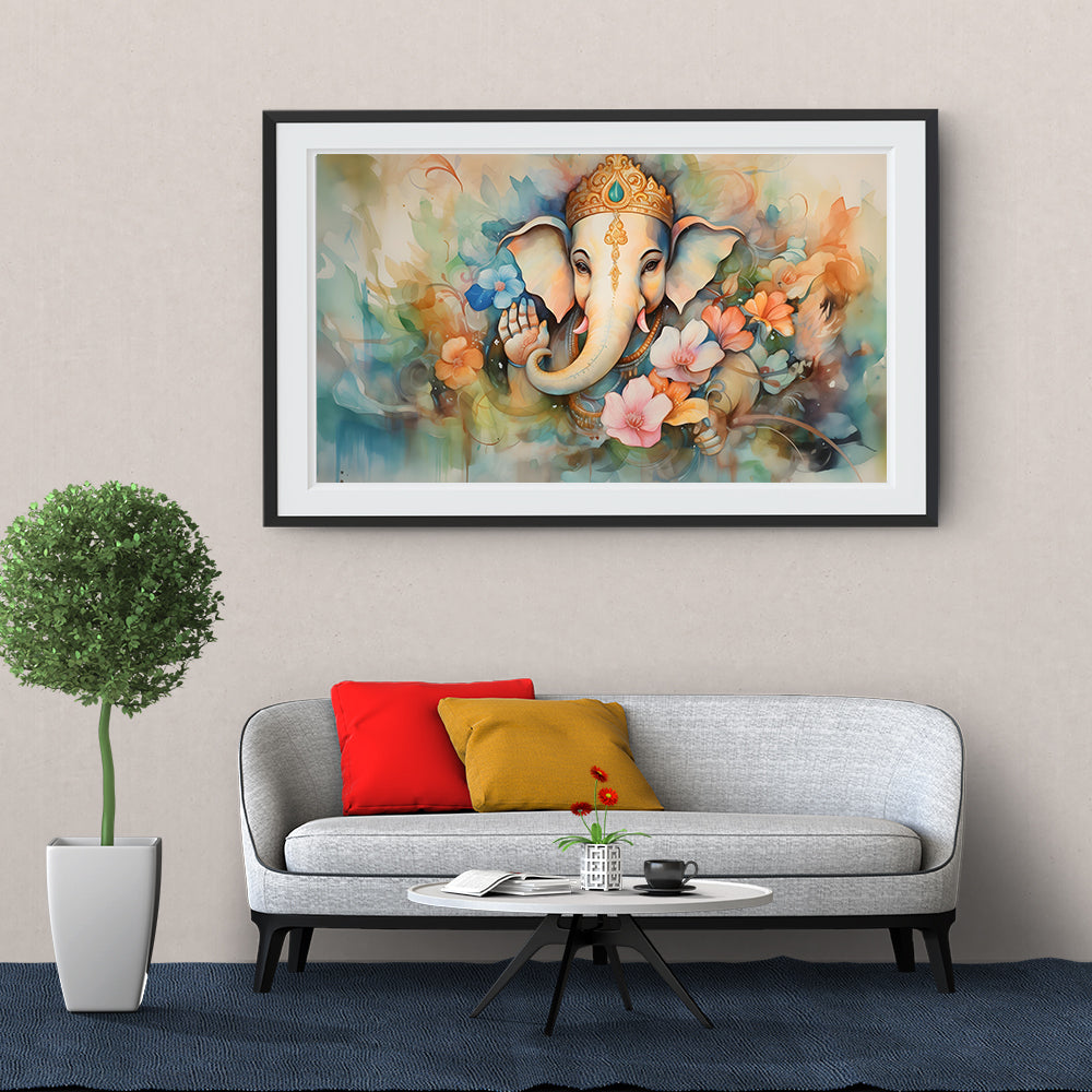 Pastel Floral Ganesha - Abstract Art