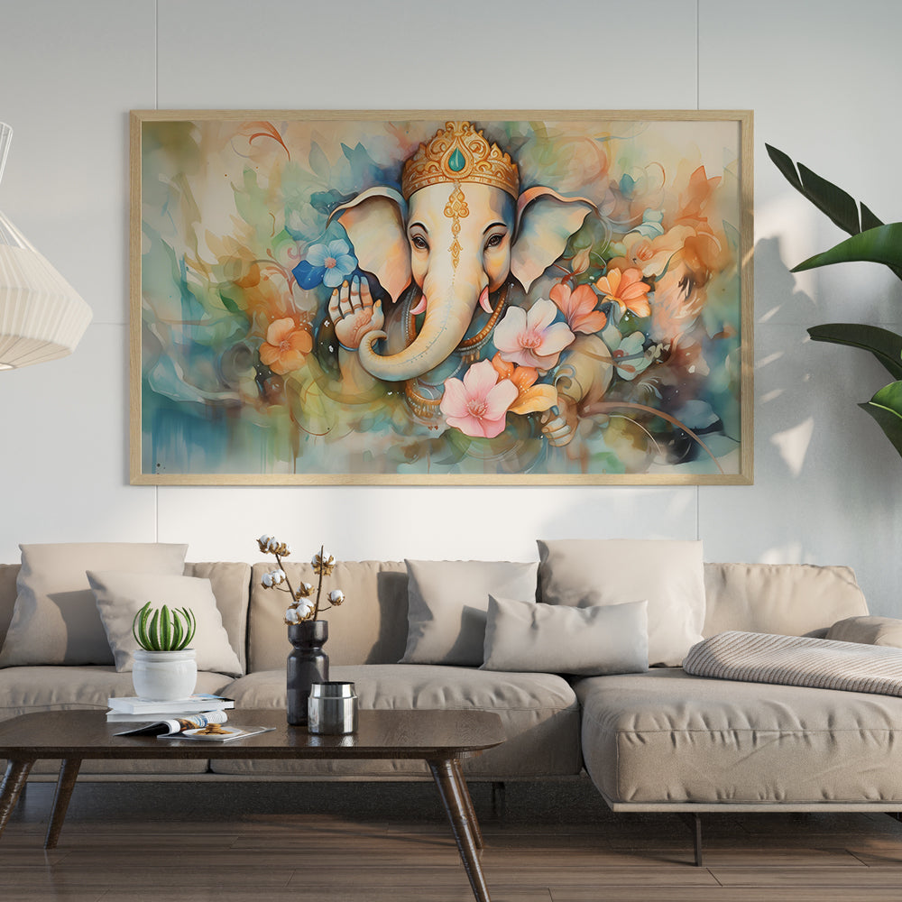 Pastel Floral Ganesha - Abstract Art