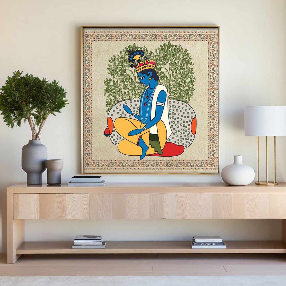 Lord Krishna Kalighat Painting