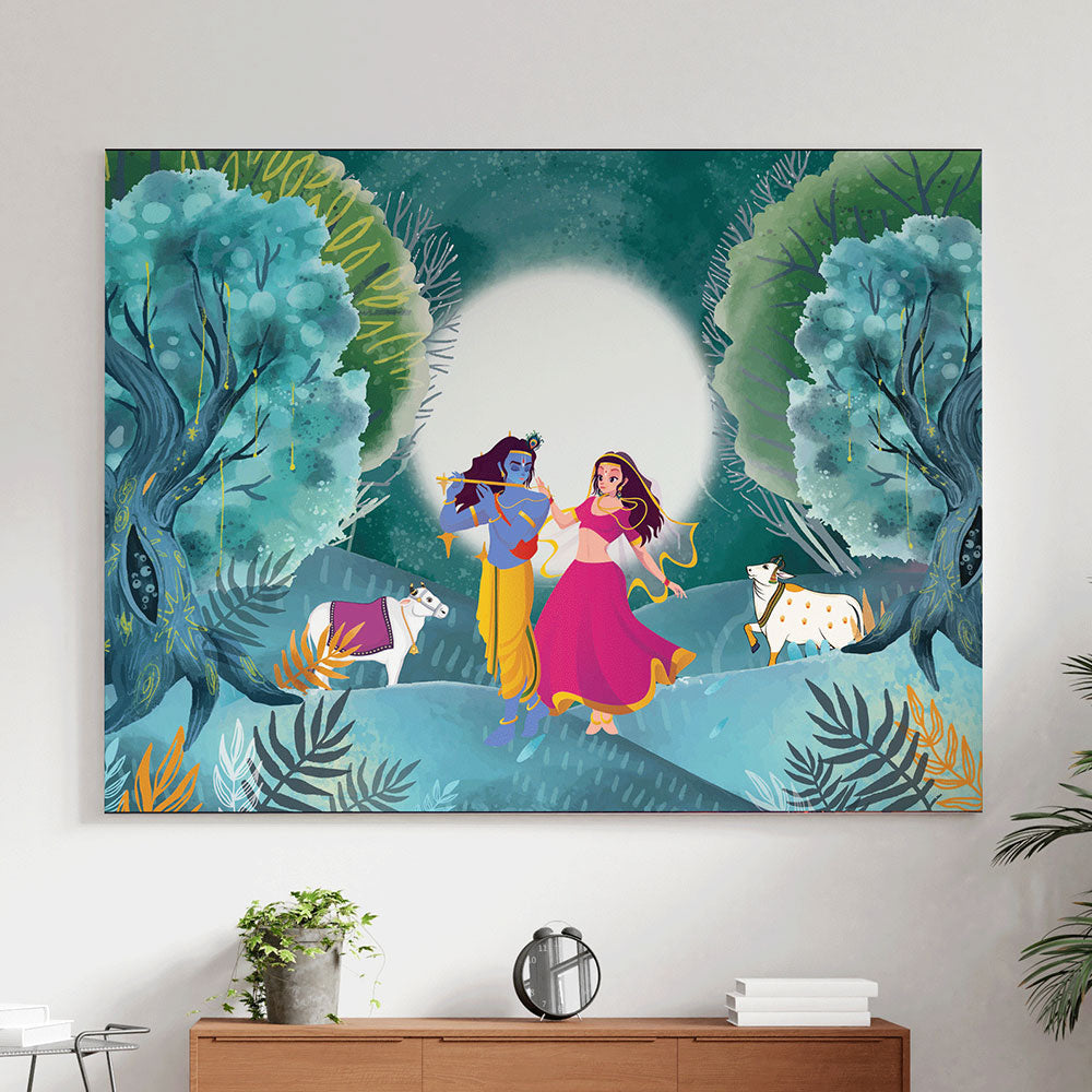 Radha and Krishna Watercolor Artwork | Krutik