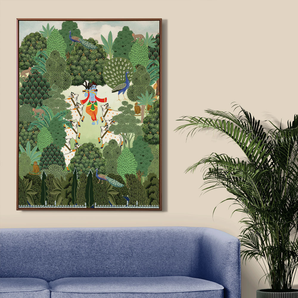 Krishna in Forest Pichwai Art Painting